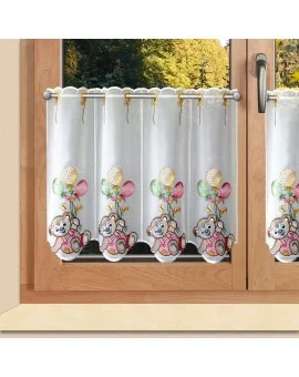 Scheibengardine "Teddy" Plauener Spitze® Kurzgardine Kinderzimmer Gardine pink