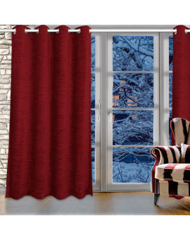 Flóki Bordeaux-Rot Thermo-Wärmevorhang Beispiel-Ansicht in einem Wohnbereich