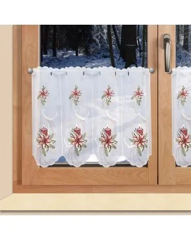 Weihnachts-Scheibengardine "Weihnachtslicht" Wintergardine mit Plauener Stickerei