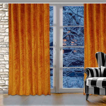 Thermo-Wärmevorhang Reihbandschal Gold Beispiel-Ansicht in einem Wohnbereich