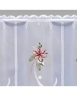 Weihnachts-Scheibengardine "Weihnachtslicht" Wintergardine mit Plauener Stickerei