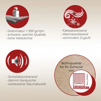Thermo-Chenille Ösenschal Flóki Beige Thermo-Wärmevorhang Darstellung der Eigenschaften