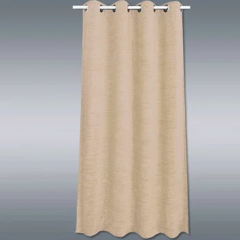 Thermo-Wärmevorhang Flóki Ösenschal Beige  vor einem grauen Hintergrund