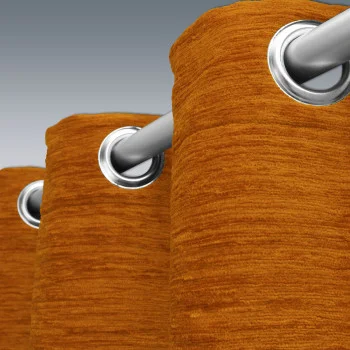 Thermo-Chenille Ösenschal Flóki Gold Detailansicht Ösen