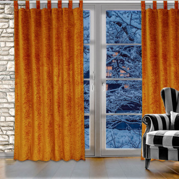 Flóki Gold Thermo-Wärmevorhang Schlaufenschal Beispiel-Ansicht in einem Wohnbereich