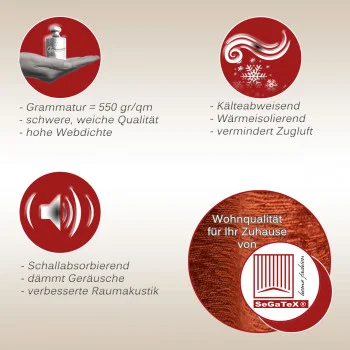 Thermo-Chenille Schlaufenschal Flóki Terra Thermo-Wärmevorhang Darstellung der Eigenschaften