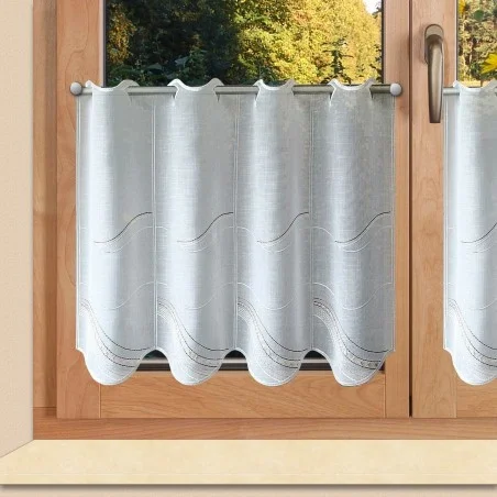 Scheibengardine "Katja" Plauener Spitze® Bistrogardine Scheibenhänger weiß-braun