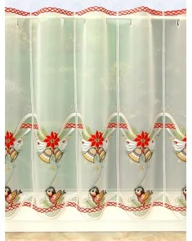 Weihnachts-Scheibengardine "Vögelchen" Wintergardine Plauener Stickerei