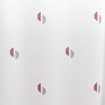Store Astrid mit Scherli-Muster in Punkt-Form. Der Grundstoff ist weiß und leicht transparent. Die Punkte sind rot und grau