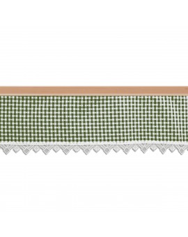 Querbehang Leni grün kariert mit Plauener Spitze