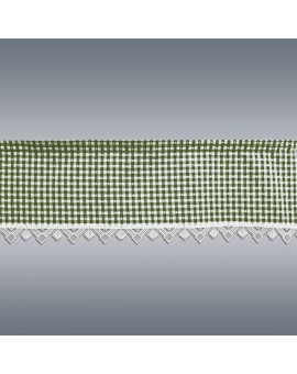 Querbehang Leni grün kariert mit Plauener Spitze Musterbild