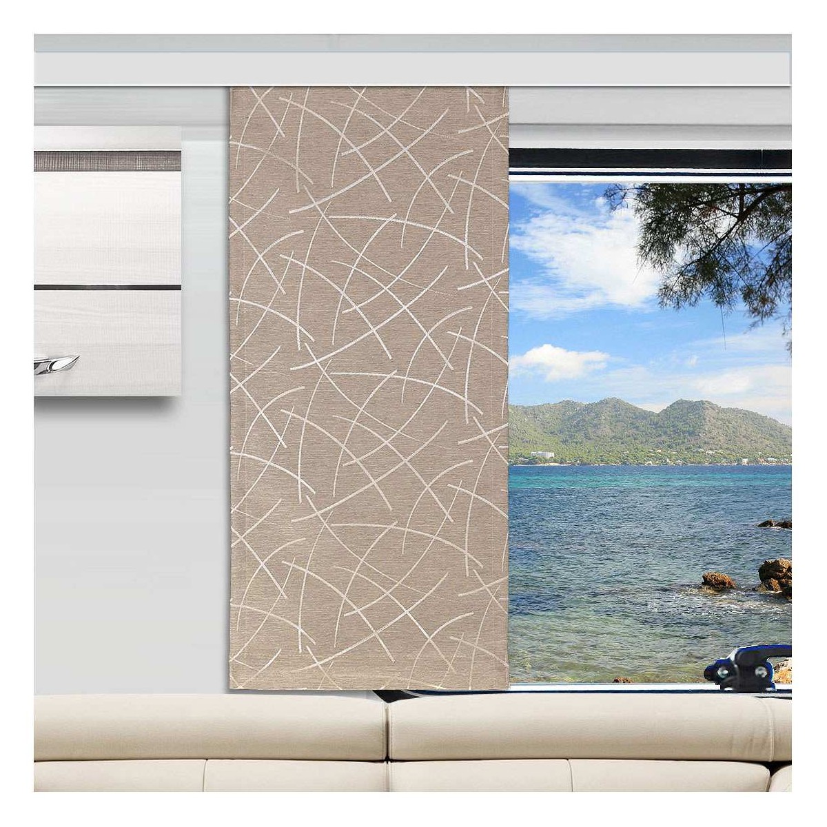 Fächenvorhang Talisa taupe Dekobeispiel