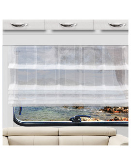 Raffrollo TORVI weiß Streifen-Optik für Wohnmobil und Caravan