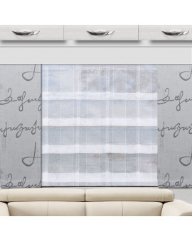 Raffrollo TORVI weiß Streifen-Optik für Wohnmobil und Caravan mit Deko-Paneele Ivo