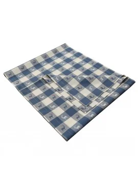 Tischläufer Landhaus-Tischdecke Karo in Blau 40 x 160 cm rot-weiß kariert Hirschmotiv