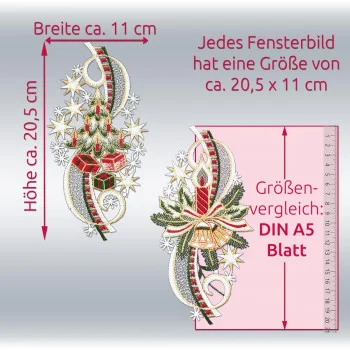 Fensterbilder Festtage am Fenster – Tannenbaum & Kerze aus Vogtländischer Spitze