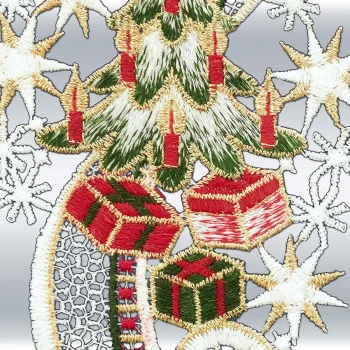 Fensterbilder Festtage am Fenster – Tannenbaum & Kerze aus Vogtländischer Spitze