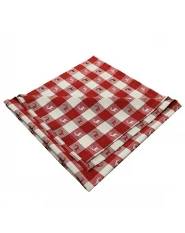 Mitteldecke Landhaus-Tischdecke Karo in Rot 82 x 82 cm rot-weiß kariert Hirschmotiv