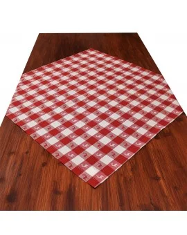 Mitteldecke Landhaus-Tischdecke Karo in Rot 82 x 82 cm rot-weiß kariert Hirschmotiv