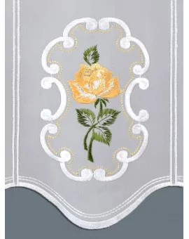 Panneau Scheibengardine "Rose in Gelb" Plauener Stickerei