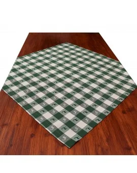 Mitteldecke Landhaus-Tischdecke Karo in Grün 82 x 82 cm grün-weiß kariert Hirschmotiv