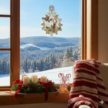 Fensterbild Sternenzauber – Weihnachtsstern mit Kerze aus Vogtländischer Spitze