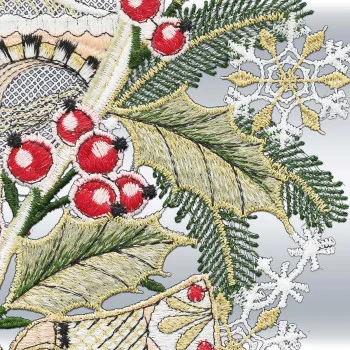 Fensterbild Winteridylle mit Glockenklang aus Vogtländischer Spitze