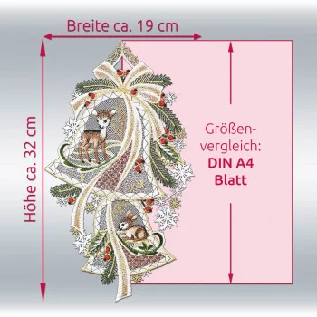 Fensterbild Waldfreunde mit Glockenzauber aus Vogtländischer Spitze