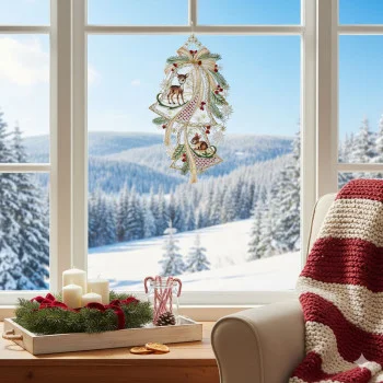 Fensterbild Waldfreunde mit Glockenzauber aus Vogtländischer Spitze