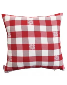 1 Kissenhülle "Karo mit Edelweiß" rot-weiß 40 x 40cm passend zur Landhaus-Serie Karo mit Edelweiß