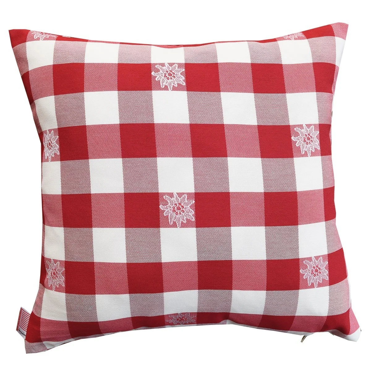 1 Kissenhülle "Karo mit Edelweiß" rot-weiß 40 x 40cm passend zur Landhaus-Serie Karo mit Edelweiß