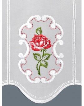 Panneau Scheibengardine "Rose in Rot" Plauener Stickerei