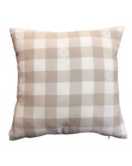 1 Kissenhülle "Karo mit Edelweiß" beige-weiß 40 x 40cm passend zur Landhaus-Serie Karo mit Edelweiß