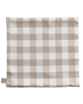 1 Kissenhülle "Karo mit Edelweiß" beige-weiß 40 x 40cm passend zur Landhaus-Serie Karo mit Edelweiß