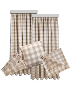 1 Kissenhülle "Karo mit Edelweiß" beige-weiß 40 x 40cm passend zur Landhaus-Serie Karo mit Edelweiß