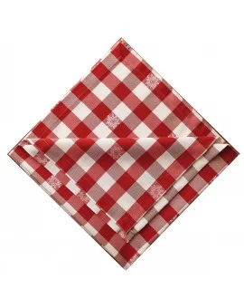 Mitteldecke Landhaus-Tischdecke Karo mit Edelweiß in Rot 82 x 82 cm rot-weiß kariert