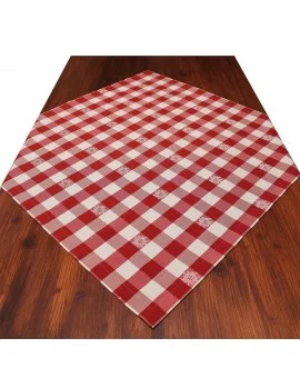 Mitteldecke Landhaus-Tischdecke Karo mit Edelweiß in Rot 82 x 82 cm rot-weiß kariert