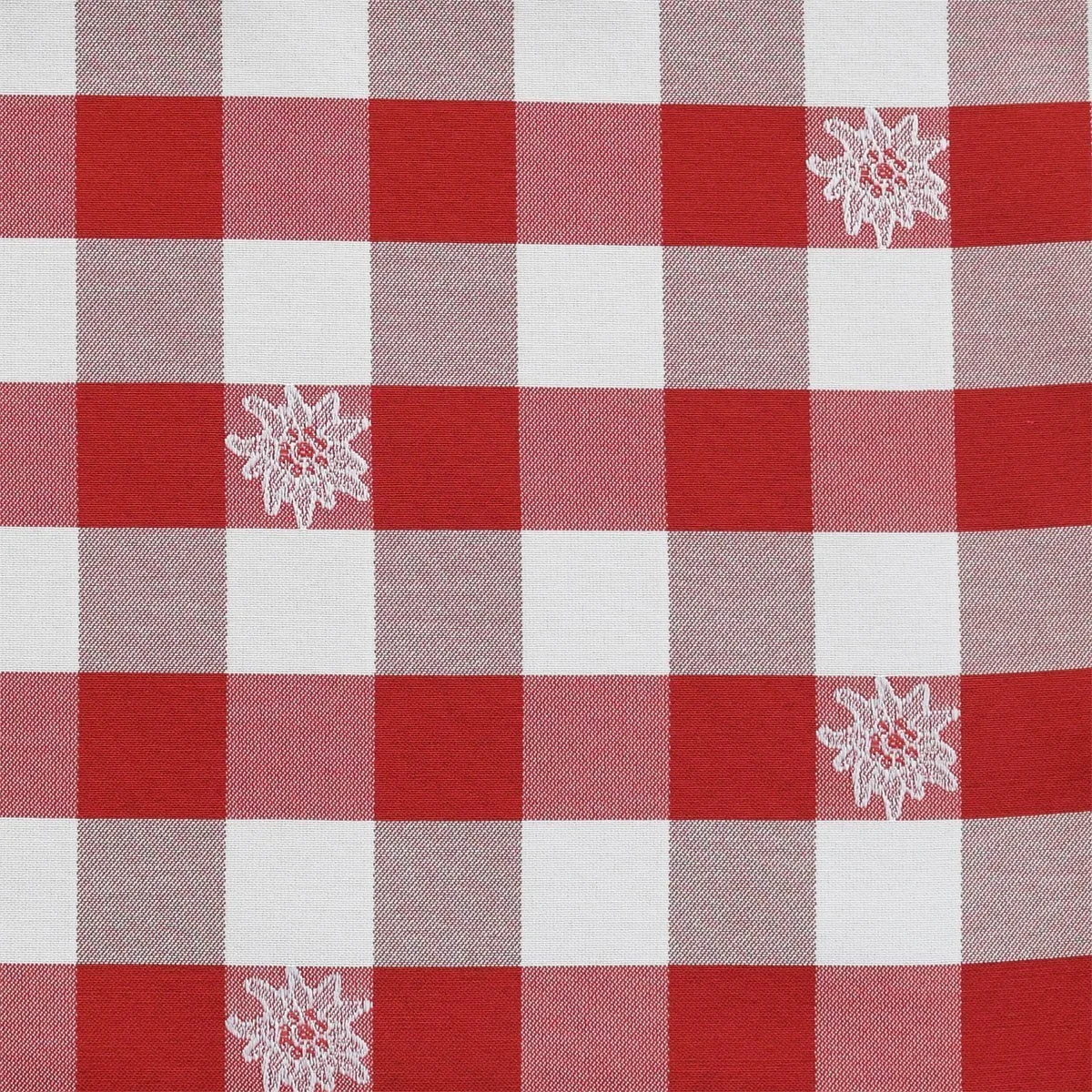 Stoffmuster Karo mit Edelweiß in Rot 6366721