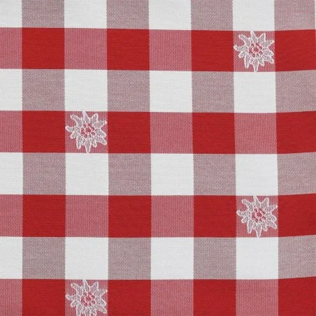 Stoffmuster Karo mit Edelweiß in Rot 6366721