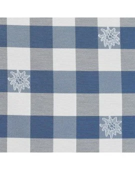 Stoffmuster Karo mit Edelweiß in Blau 6366735