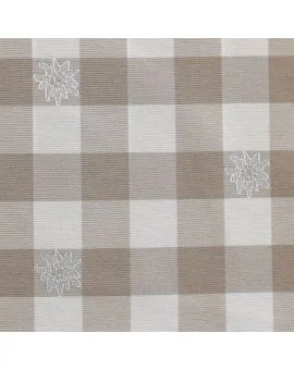 Stoffmuster Karo mit Edelweiß in beige 6366755