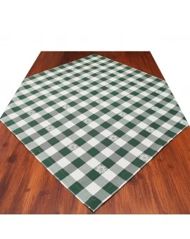 Mitteldecke Landhaus-Tischdecke Karo mit Edelweiß in Grün 82 x 82 cm rot-weiß kariert