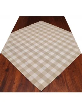 Mitteldecke Landhaus-Tischdecke Karo mit Edelweiß in Beige 82 x 82 cm beige-weiß kariert