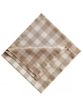 Tischläufer Landhaus-Tischdecke Karo mit Edelweiß in Beige 40 x 160 cm beige-weiß kariert