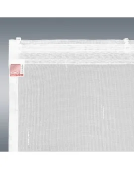 Flächengardine Wohnwagenstore Annik weiß-braun Caravan-Gardine mit Profilen Tunnelband