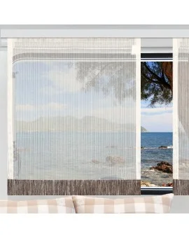 Flächengardine Wohnwagenstore Maite sekt-braun Caravan-Gardine mit Profilen Tunnelband