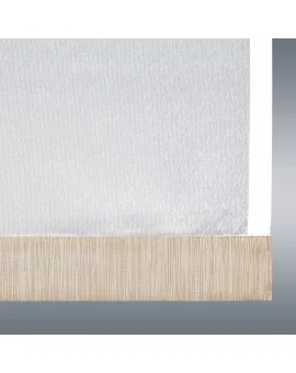 Flächengardine Wohnwagenstore Smilla weiß-beige Caravan-Gardine mit Profilen Tunnelband