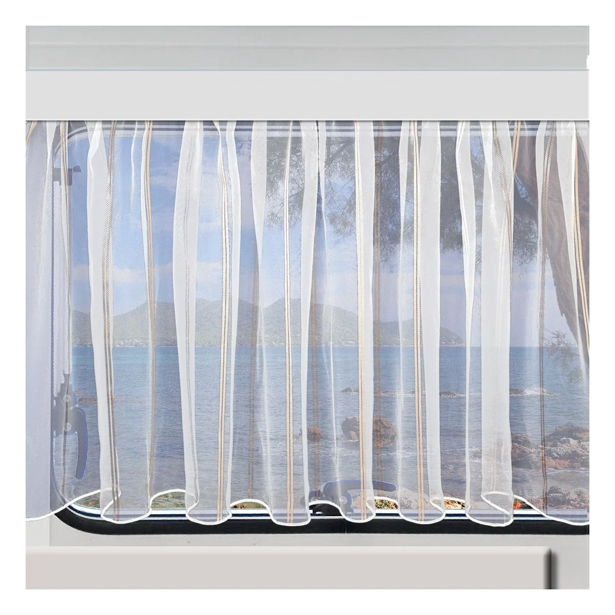 Wohnwagen-Caravan-Store JUNA Organza-Gardine Wunschhöhe 60-80cm (bitte angeben)