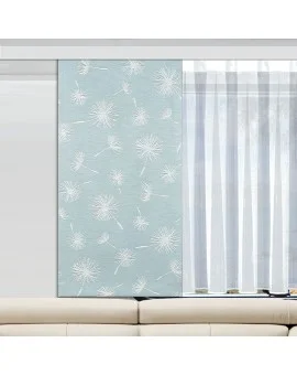 Caravan-Paneele Fresh bleu mit Store an einem Wohnmobilfenster