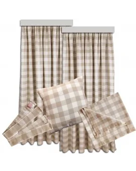 2er-Set Dekoschal Edelweiß kariert Beige
